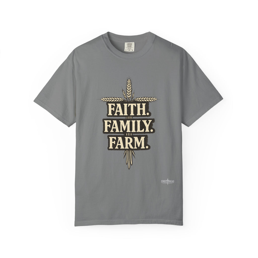 Faith Family Farm T-Shirt — Rustic Farmhouse Graphic Tee