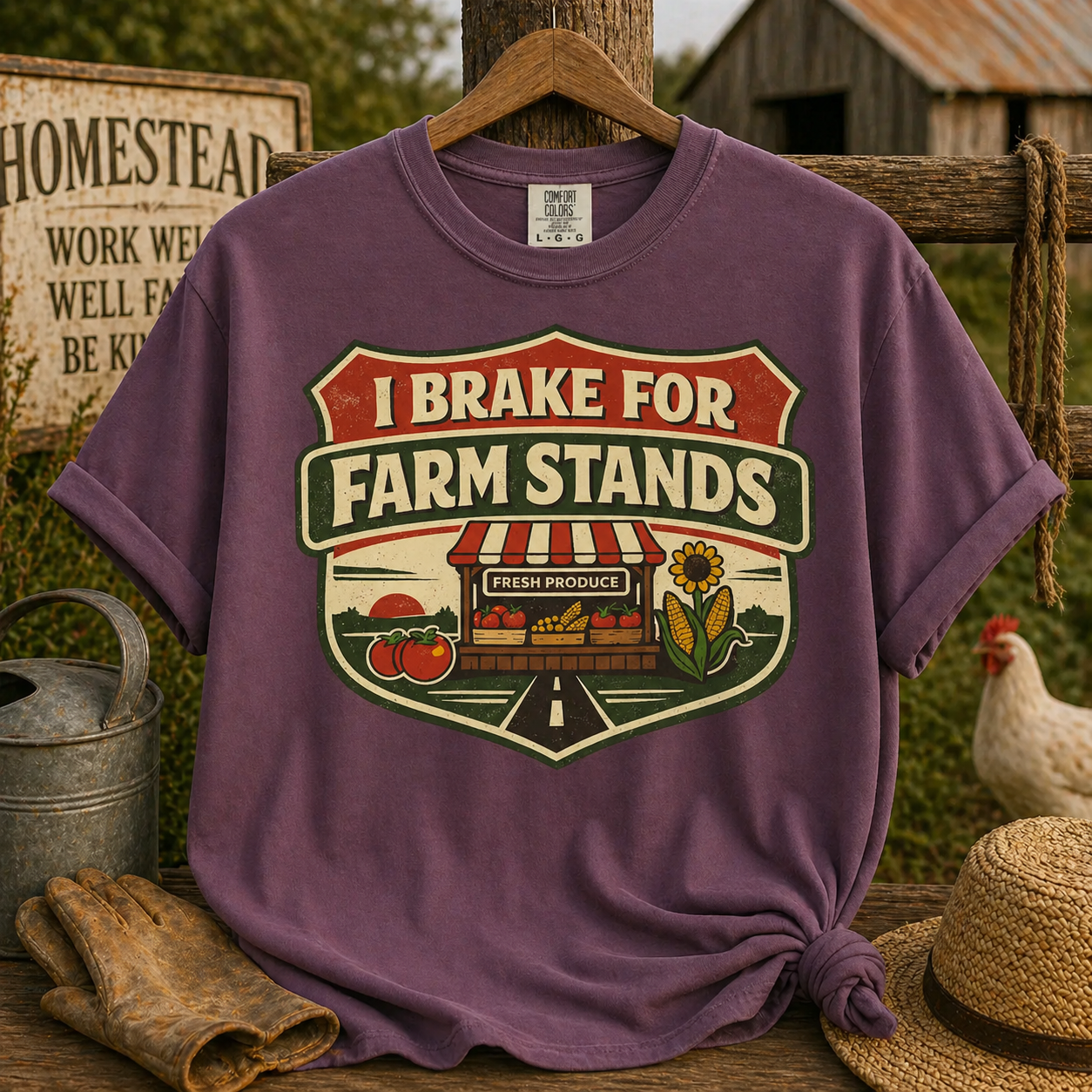 “I Brake for Farm Stands” Vintage Farm Market Tee